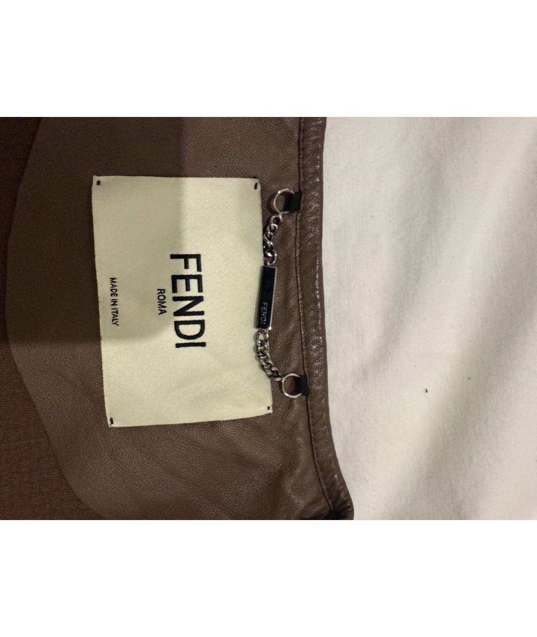 FENDI Коричневая кожаная куртка, фото 3