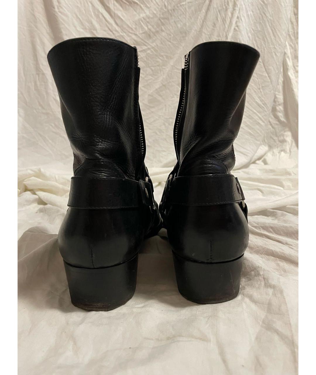 SAINT LAURENT Черные кожаные высокие ботинки, фото 4