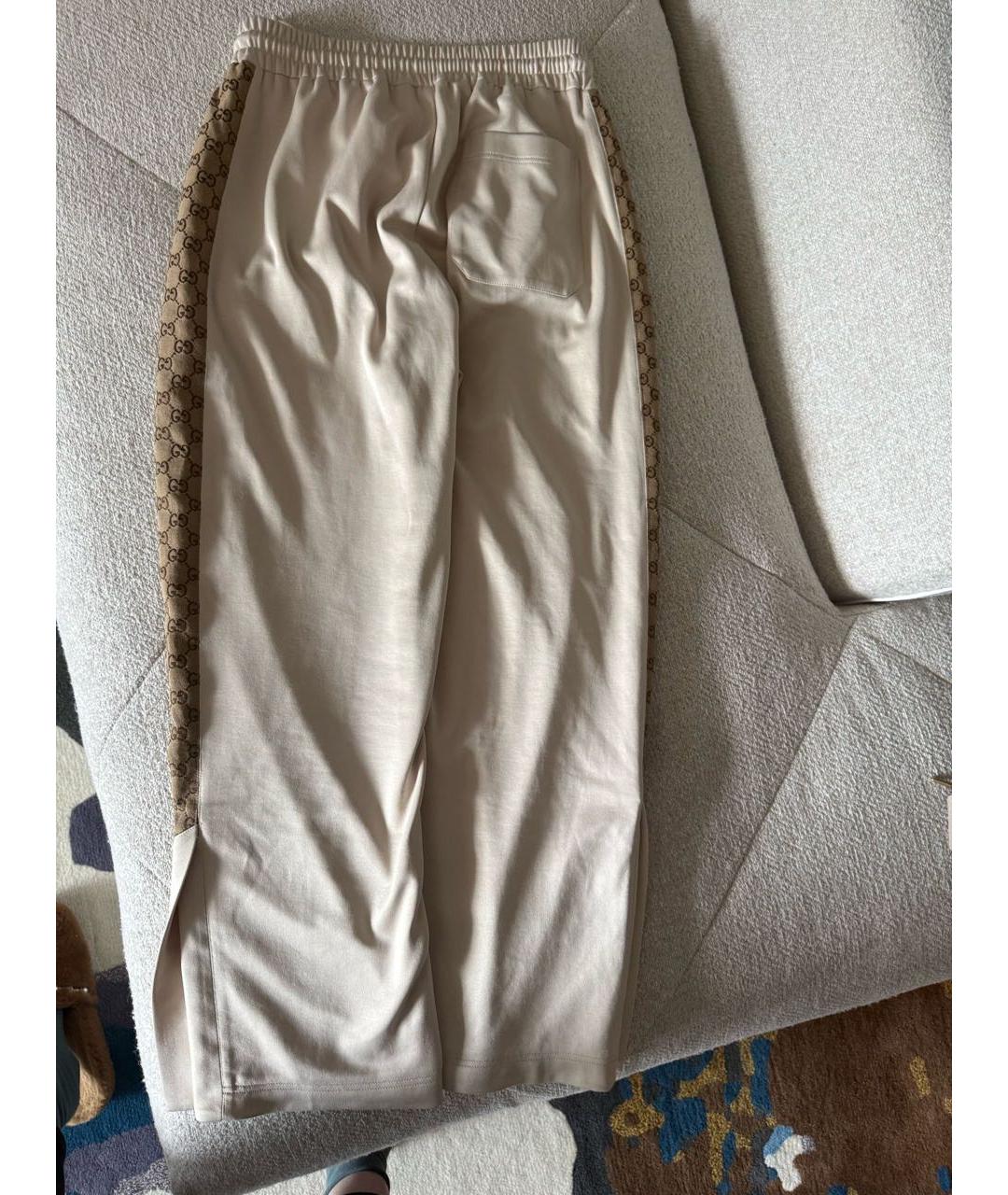 GUCCI Бежевые хлопковые спортивные брюки и шорты, фото 2
