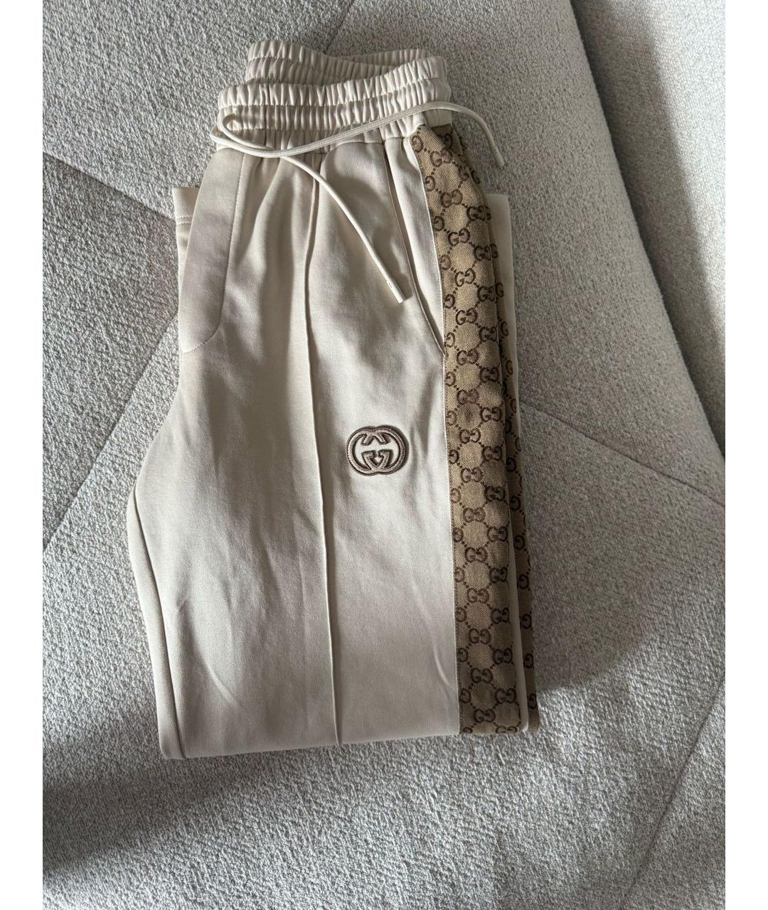 GUCCI Бежевые хлопковые спортивные брюки и шорты, фото 8