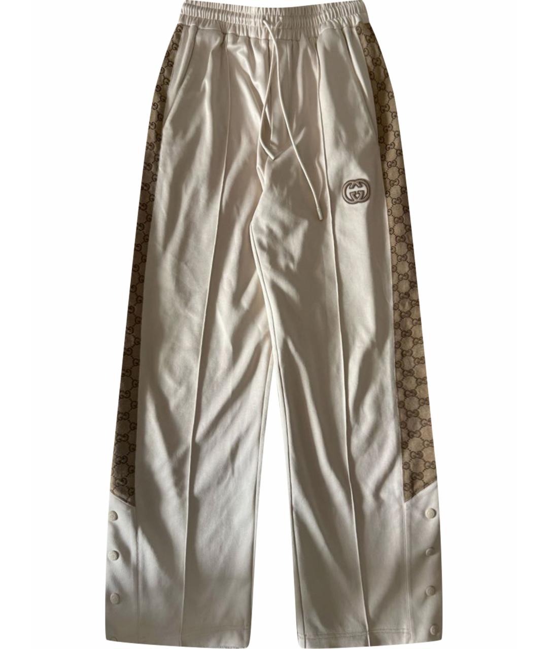 GUCCI Бежевые хлопковые спортивные брюки и шорты, фото 1