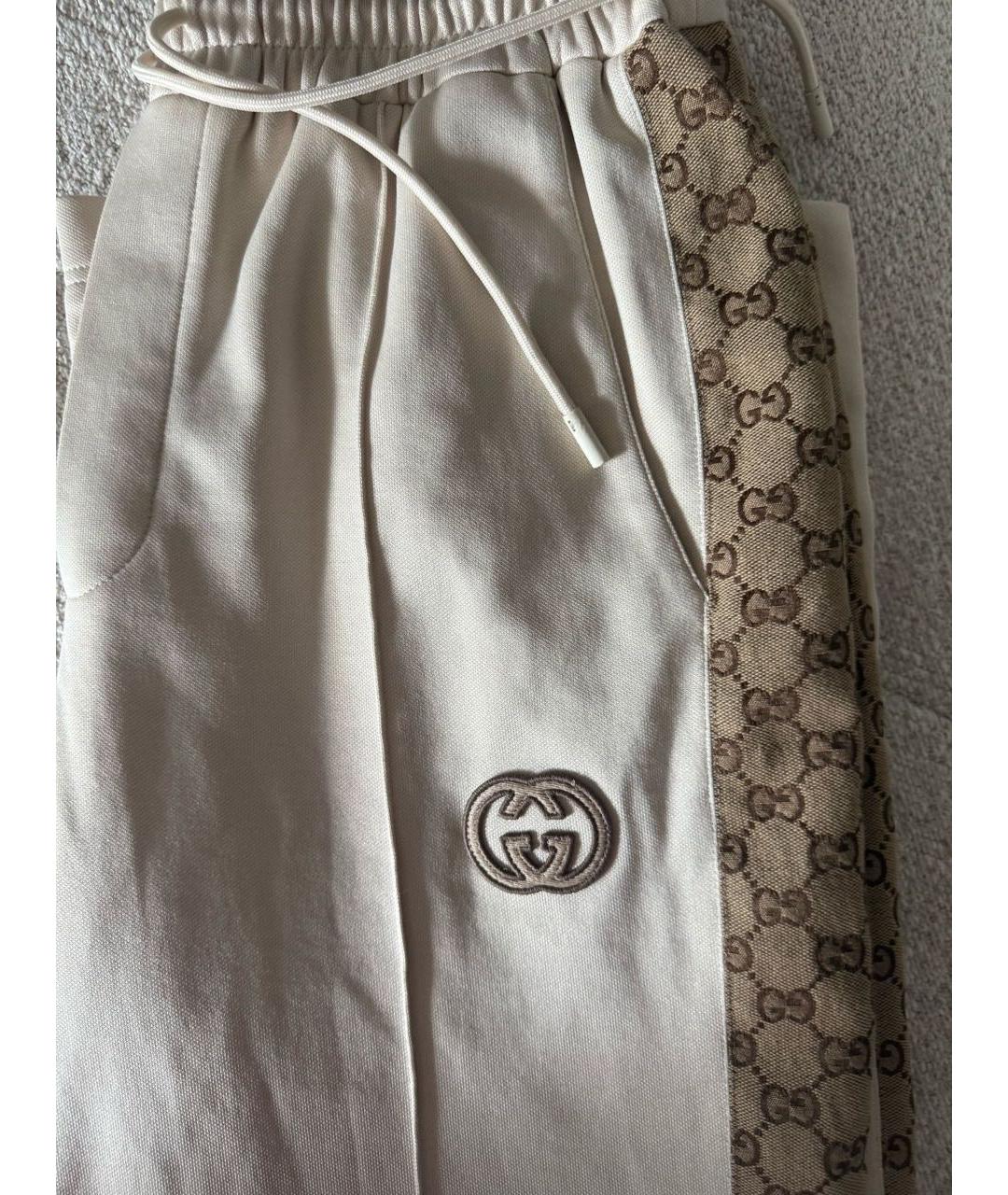 GUCCI Бежевые хлопковые спортивные брюки и шорты, фото 4