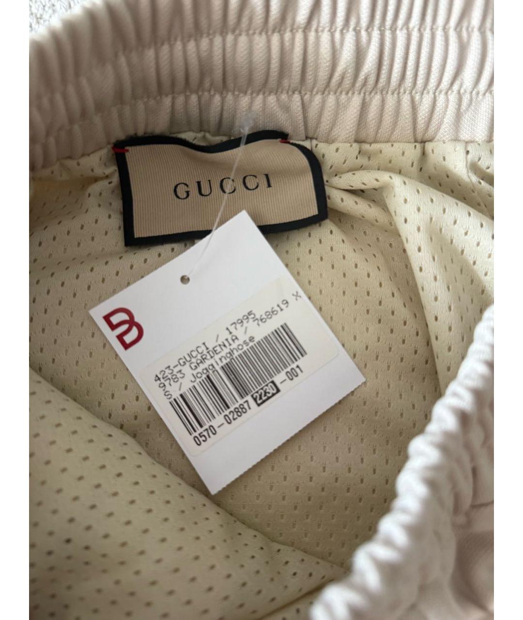 GUCCI Бежевые хлопковые спортивные брюки и шорты, фото 3