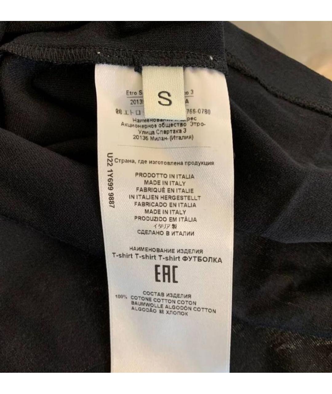 ETRO Черная хлопковая футболка, фото 5