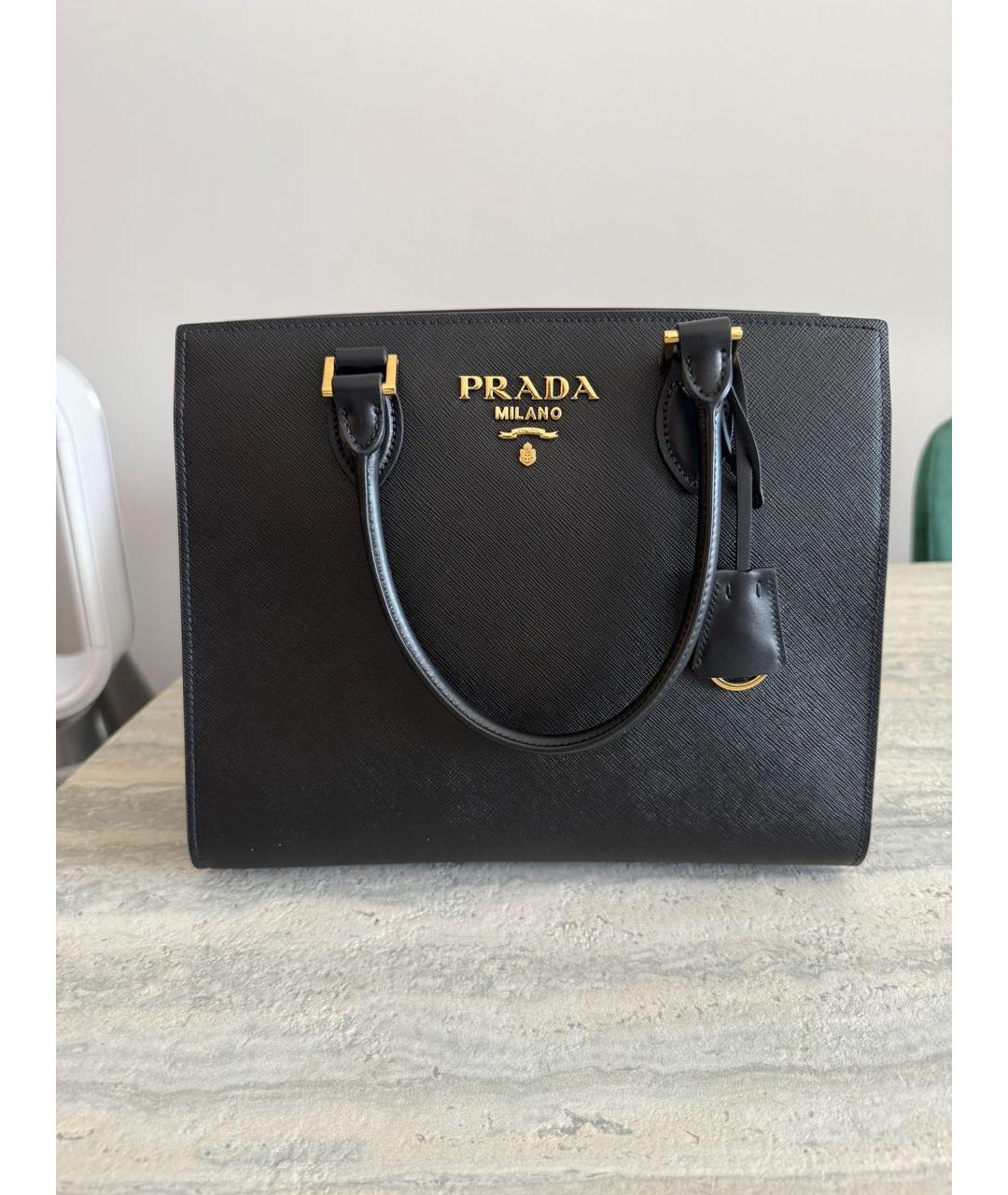 PRADA Черная кожаная сумка тоут, фото 8