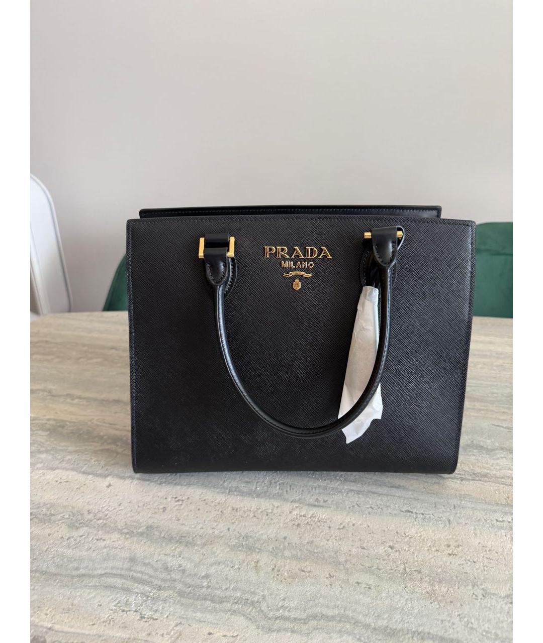 PRADA Черная кожаная сумка тоут, фото 2