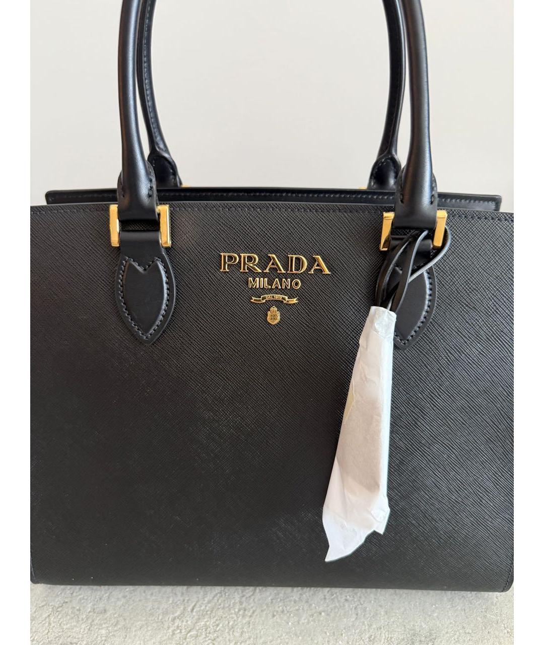 PRADA Черная кожаная сумка тоут, фото 6