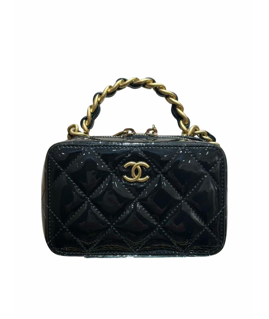 CHANEL Черная сумка через плечо из лакированной кожи, фото 1