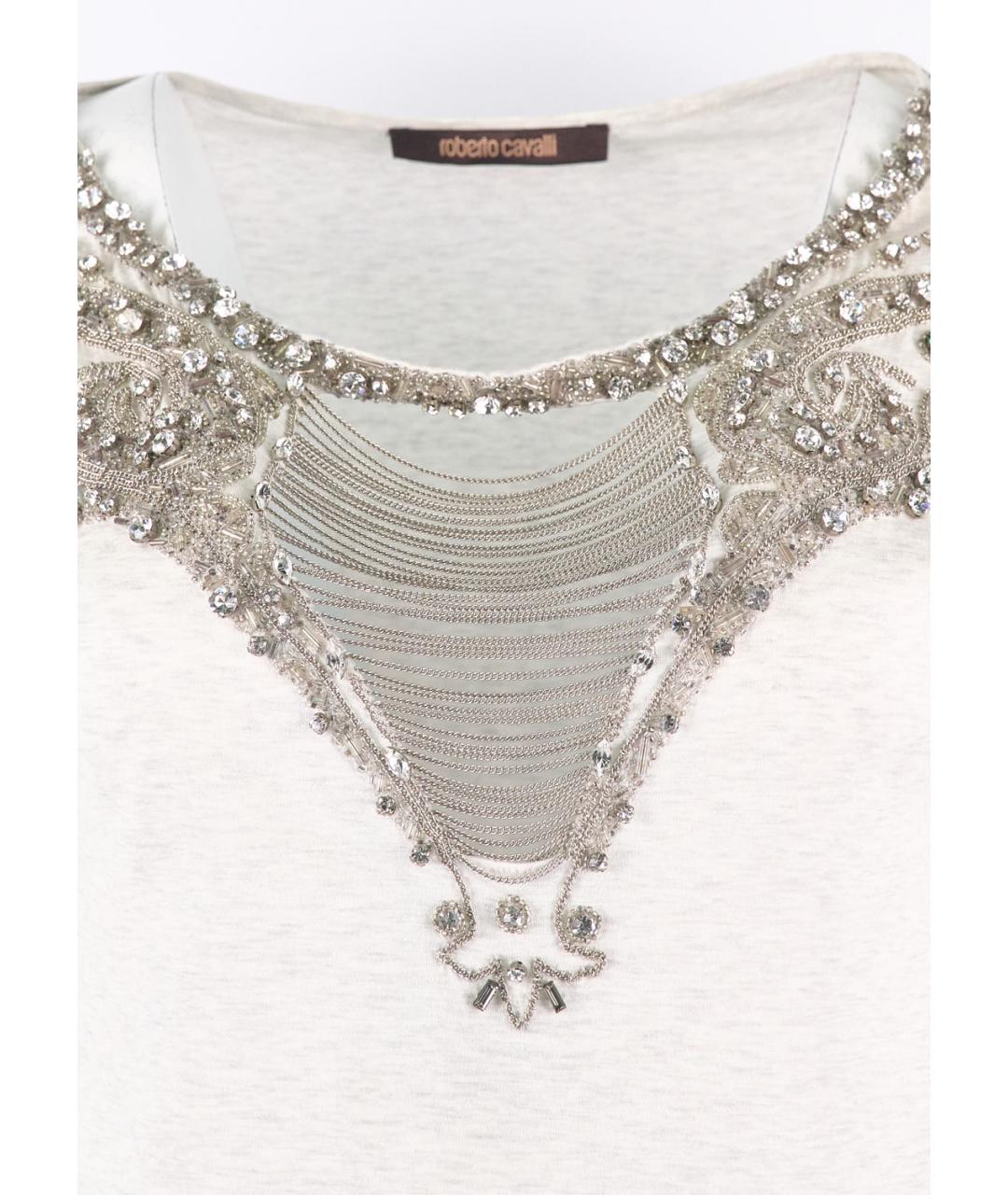 ROBERTO CAVALLI Белая хлопковая футболка, фото 4