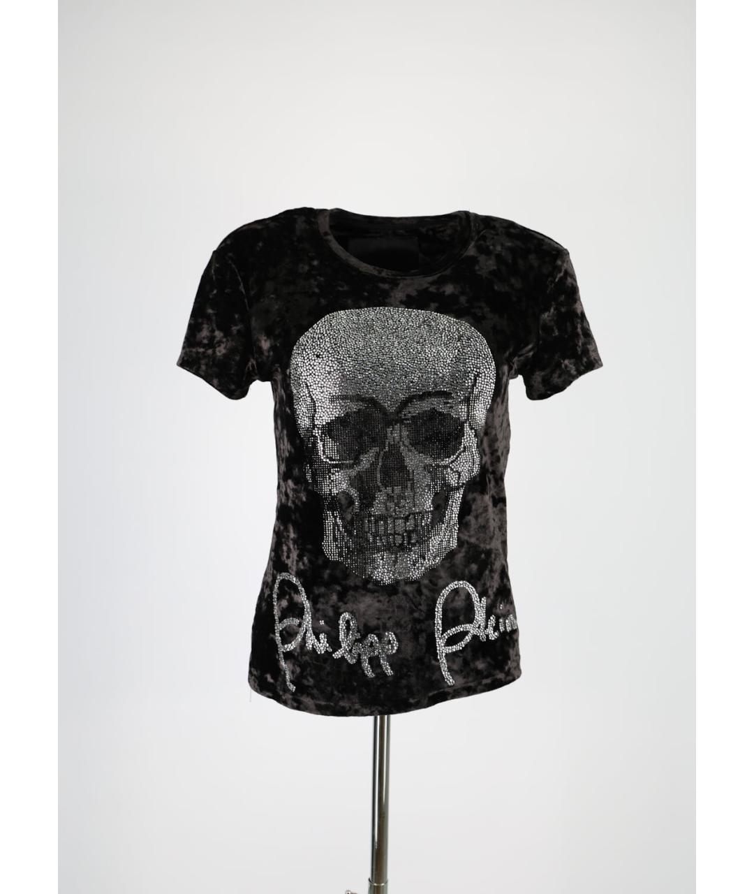 PHILIPP PLEIN Черная полиэстеровая футболка, фото 5