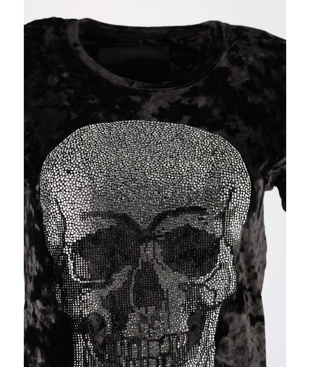 PHILIPP PLEIN Черная полиэстеровая футболка, фото 4