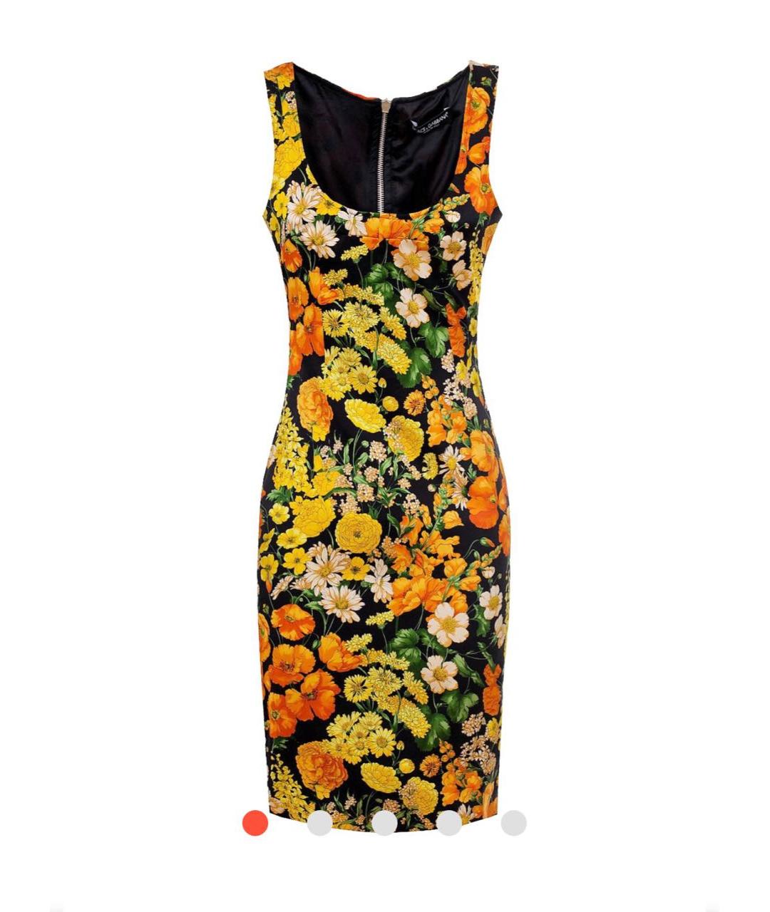 DOLCE&GABBANA Оранжевое шелковое повседневное платье, фото 8