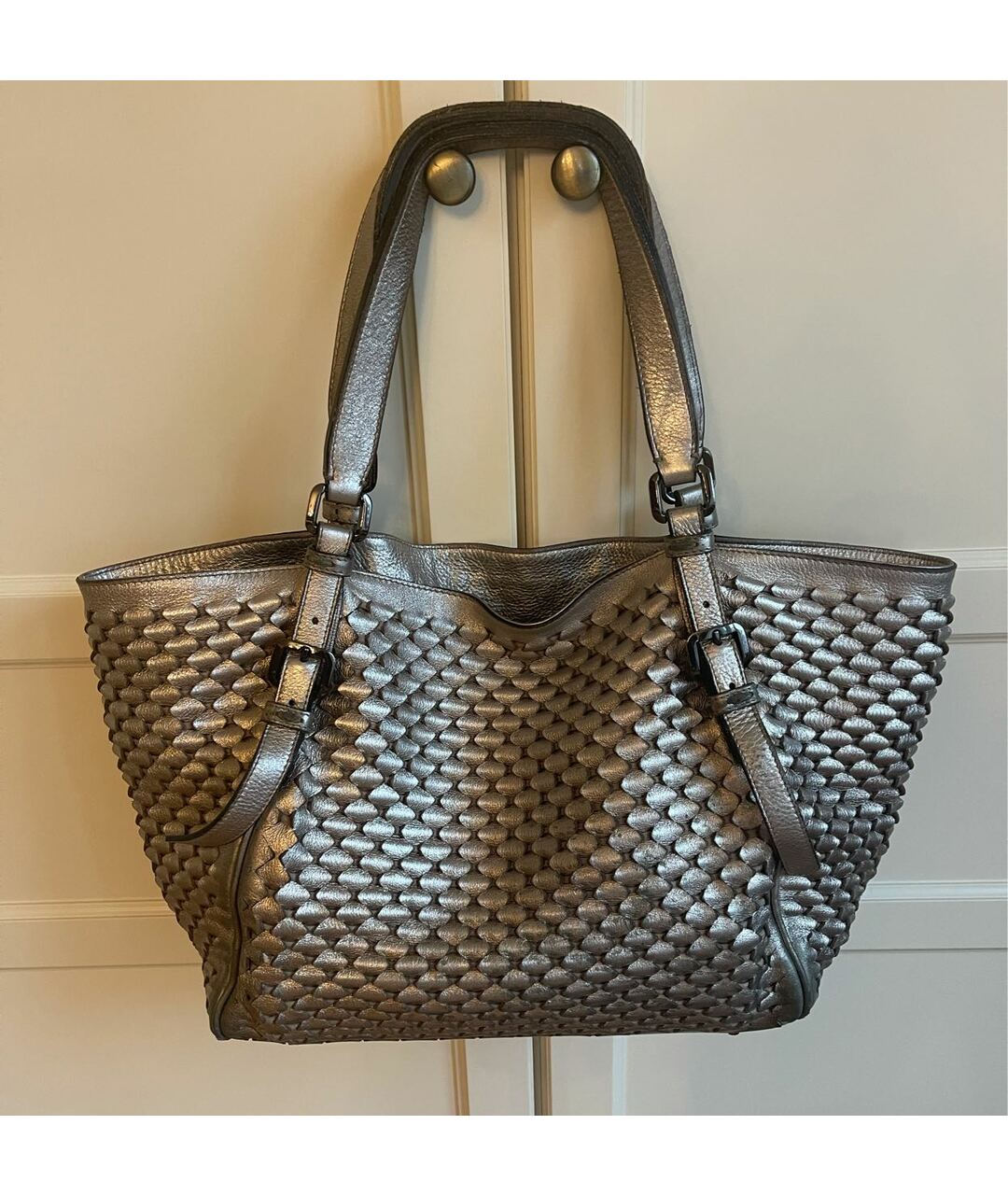 BURBERRY Золотая кожаная сумка тоут, фото 3
