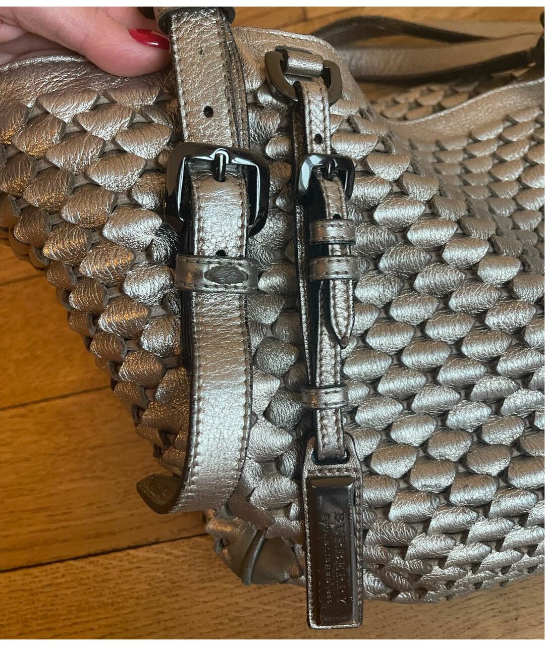 BURBERRY Золотая кожаная сумка тоут, фото 6