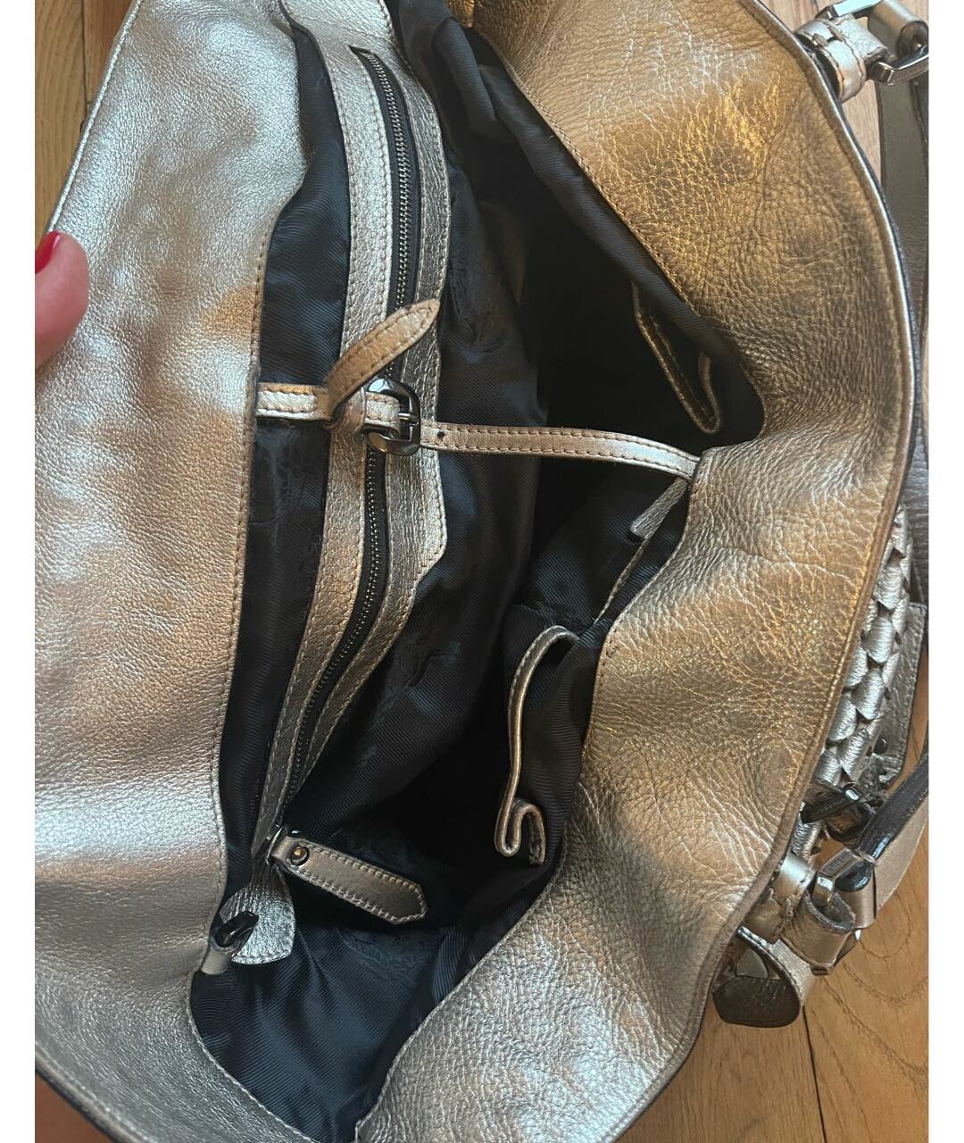 BURBERRY Золотая кожаная сумка тоут, фото 4