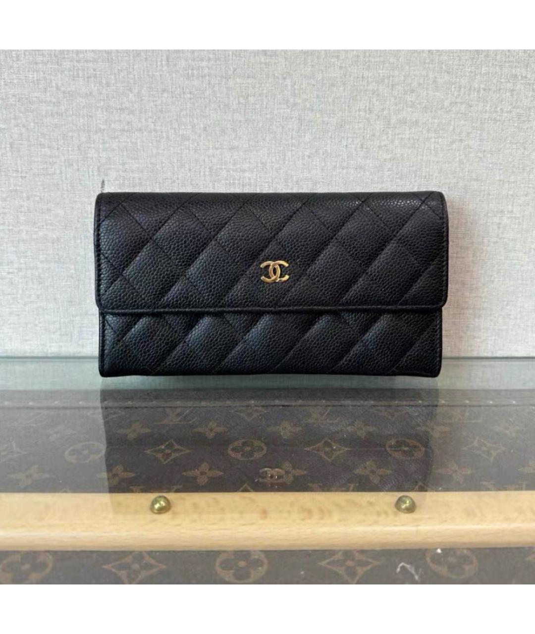 CHANEL Черный кожаный кошелек, фото 2
