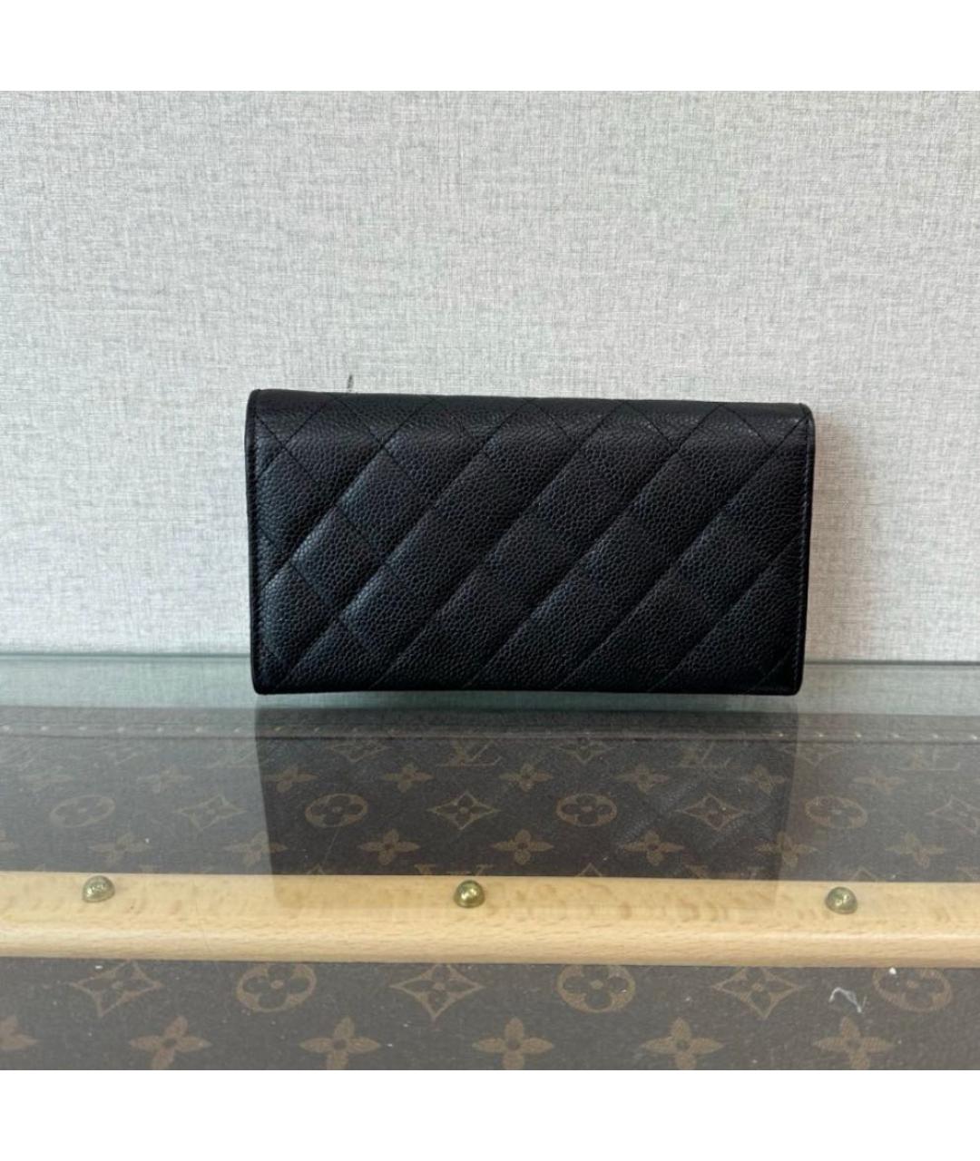 CHANEL Черный кожаный кошелек, фото 4