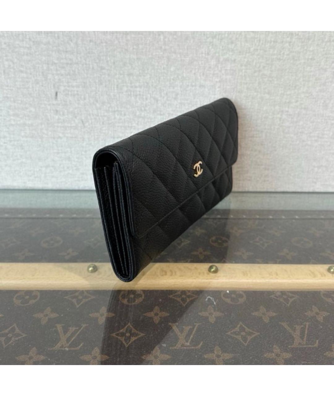 CHANEL Черный кожаный кошелек, фото 3