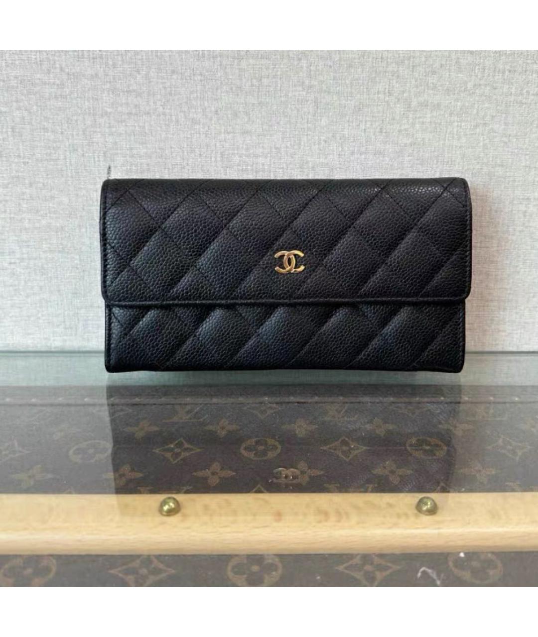 CHANEL Черный кожаный кошелек, фото 6