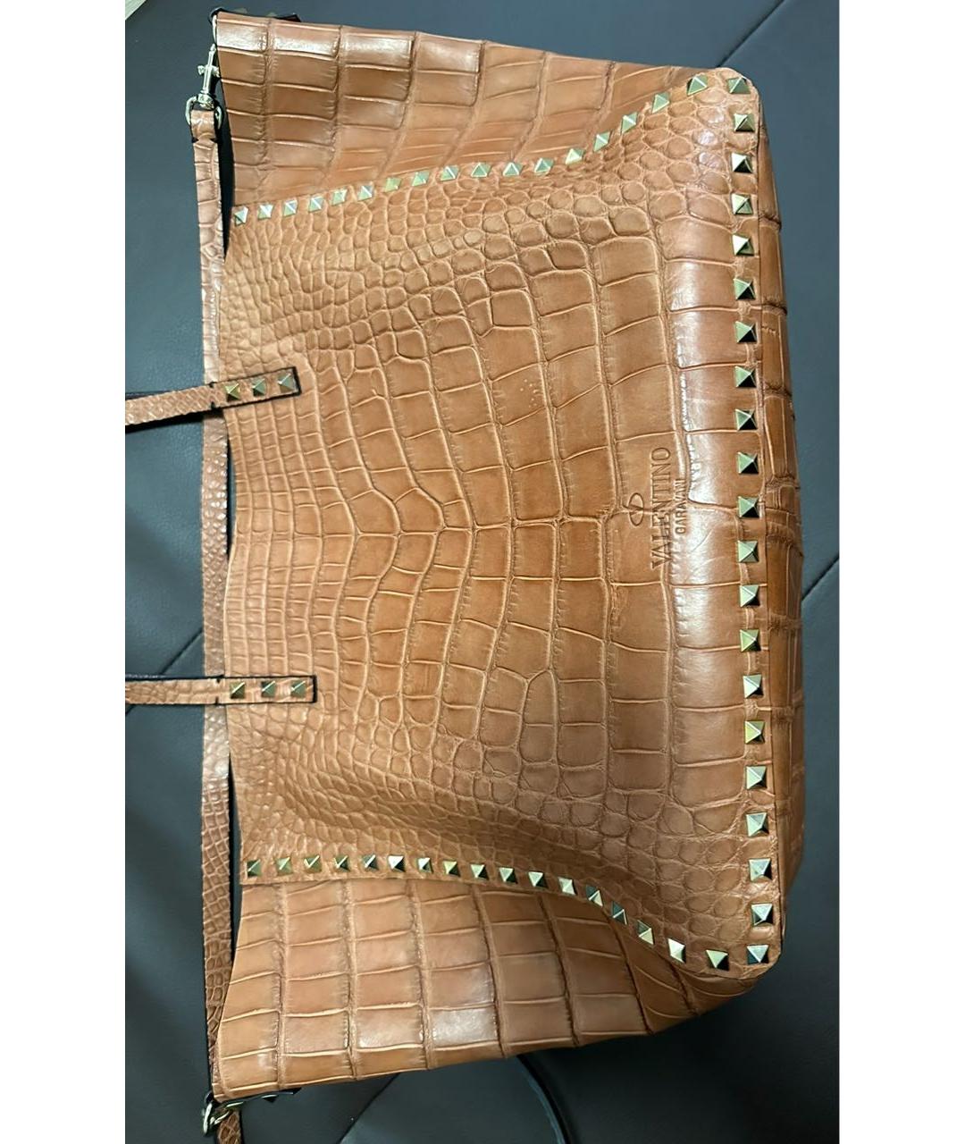 VALENTINO Оранжевая сумка тоут из экзотической кожи, фото 5