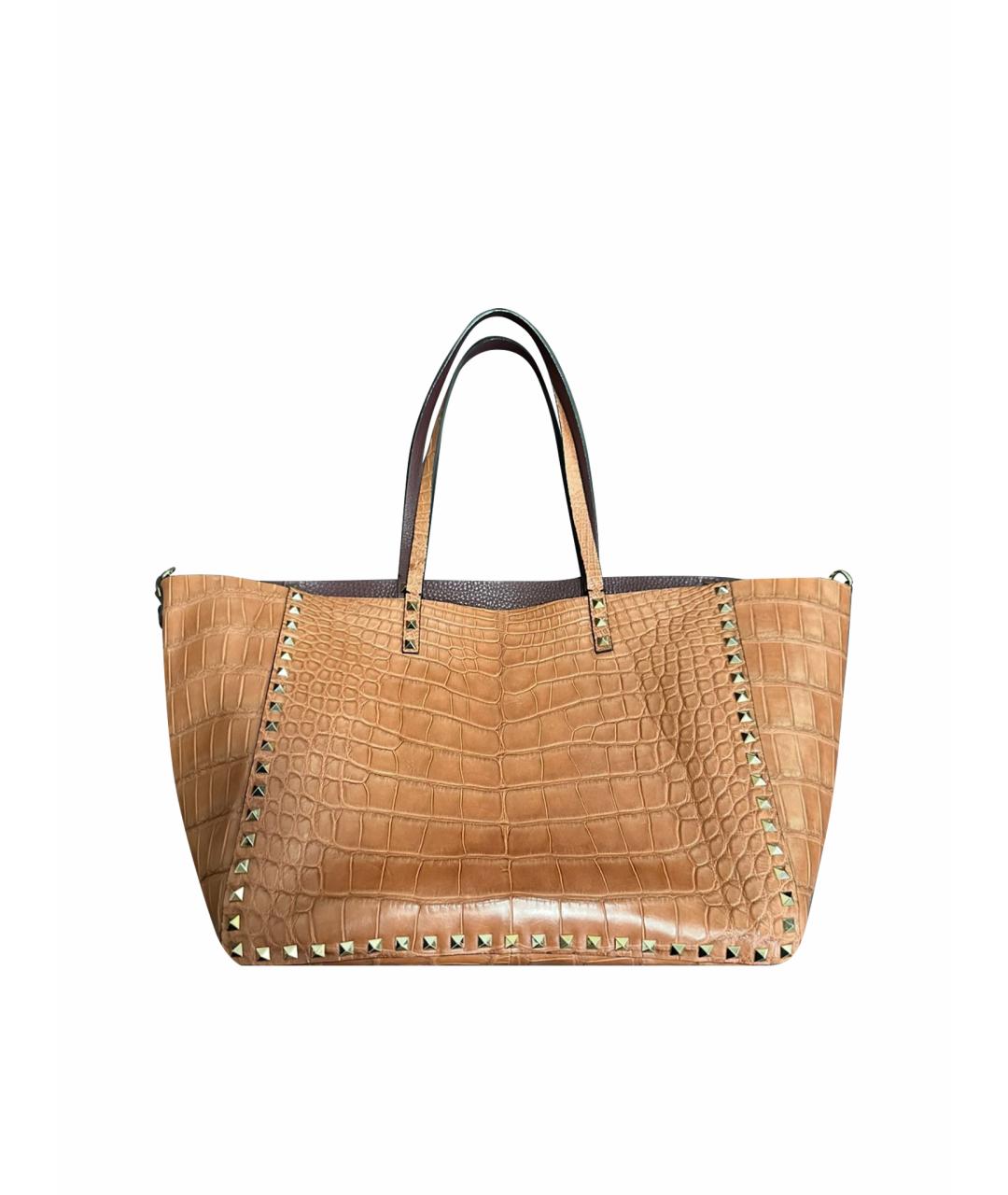 VALENTINO Оранжевая сумка тоут из экзотической кожи, фото 1