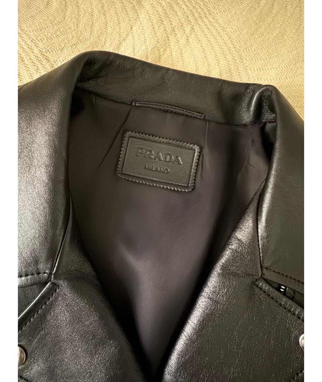 PRADA Черная кожаная куртка, фото 4
