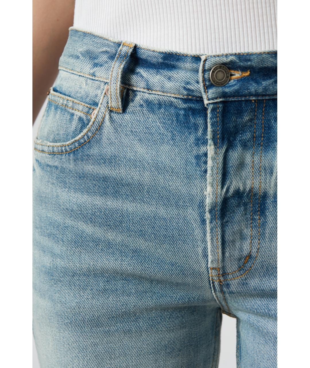 SAINT LAURENT Голубые хлопковые прямые джинсы, фото 3