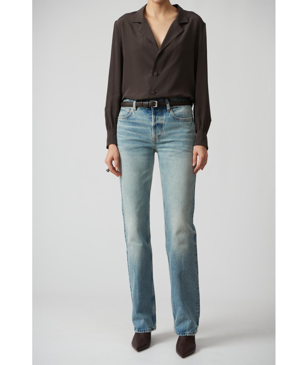 SAINT LAURENT Голубые хлопковые прямые джинсы, фото 5