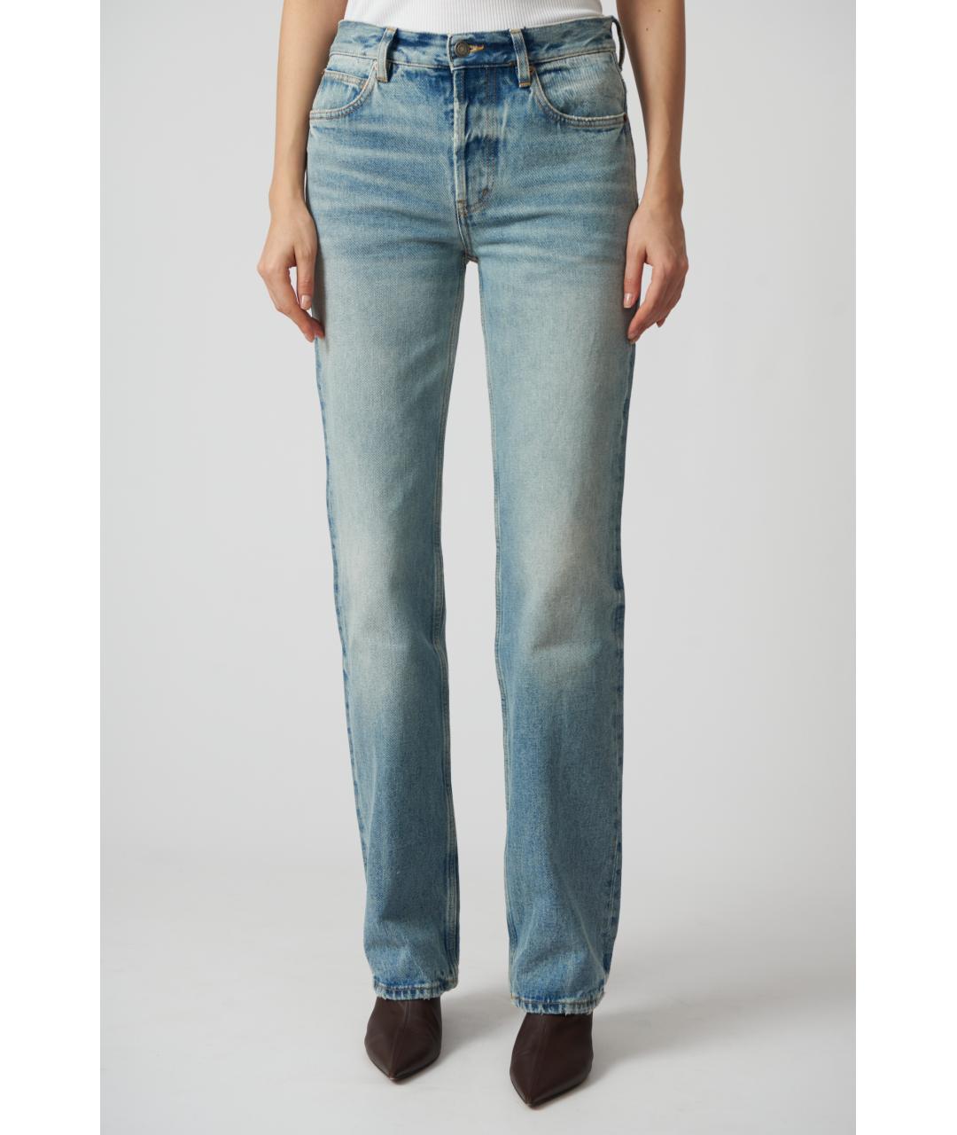 SAINT LAURENT Голубые хлопковые прямые джинсы, фото 2
