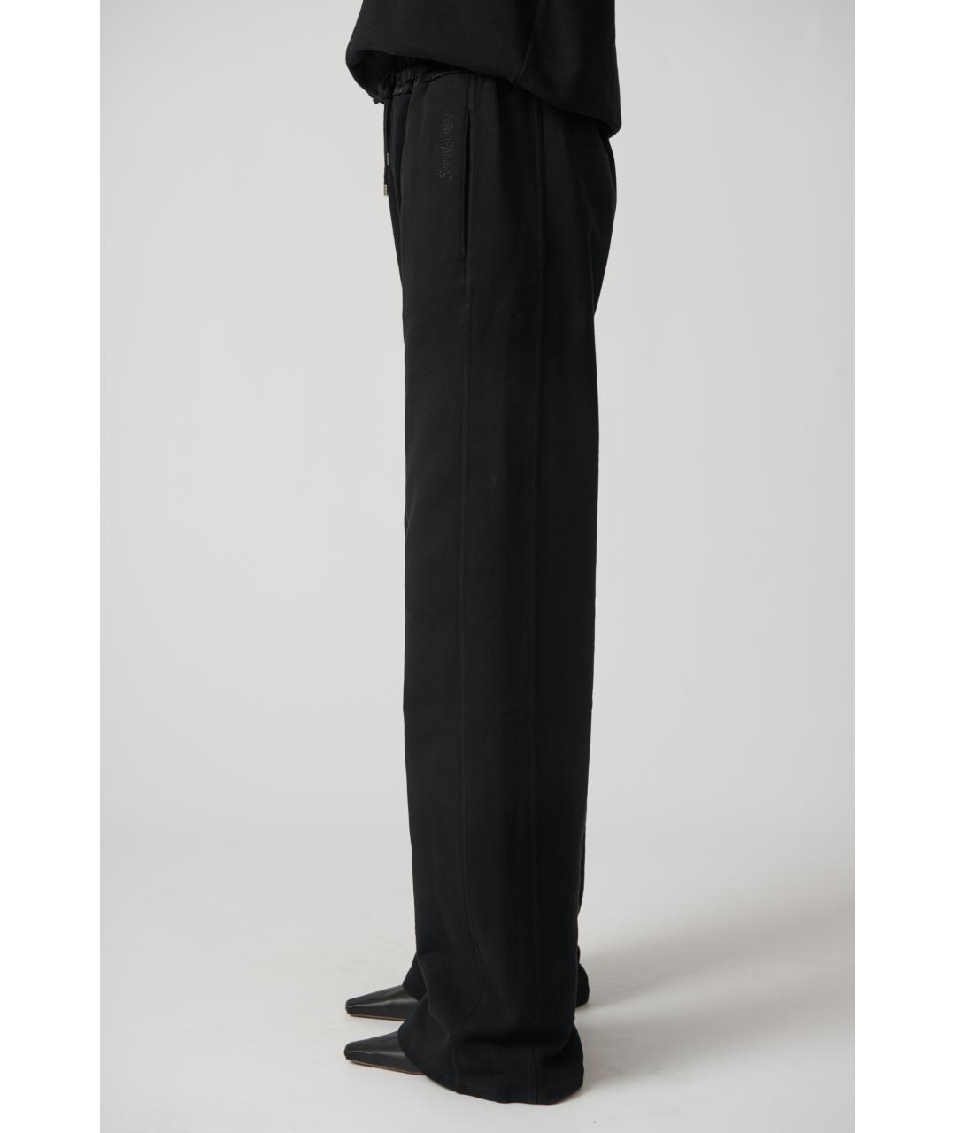 SAINT LAURENT Черные хлопковые прямые брюки, фото 3