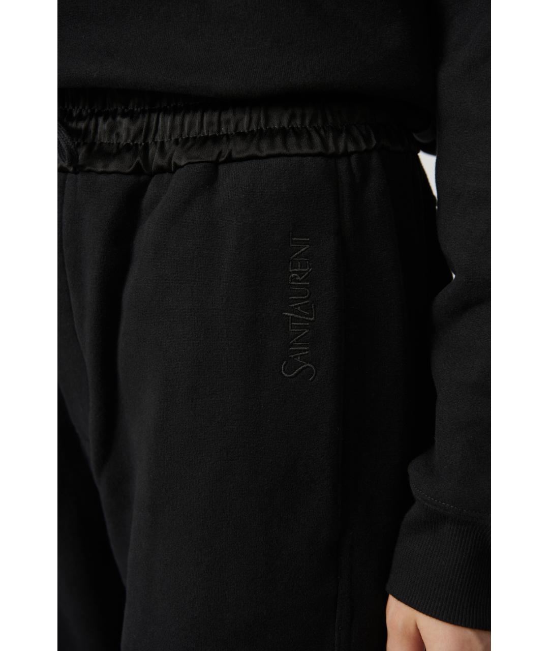 SAINT LAURENT Черные хлопковые прямые брюки, фото 2