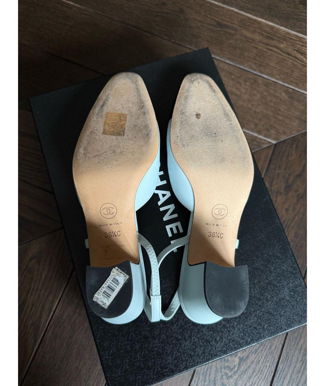 CHANEL Голубые кожаные туфли, фото 8