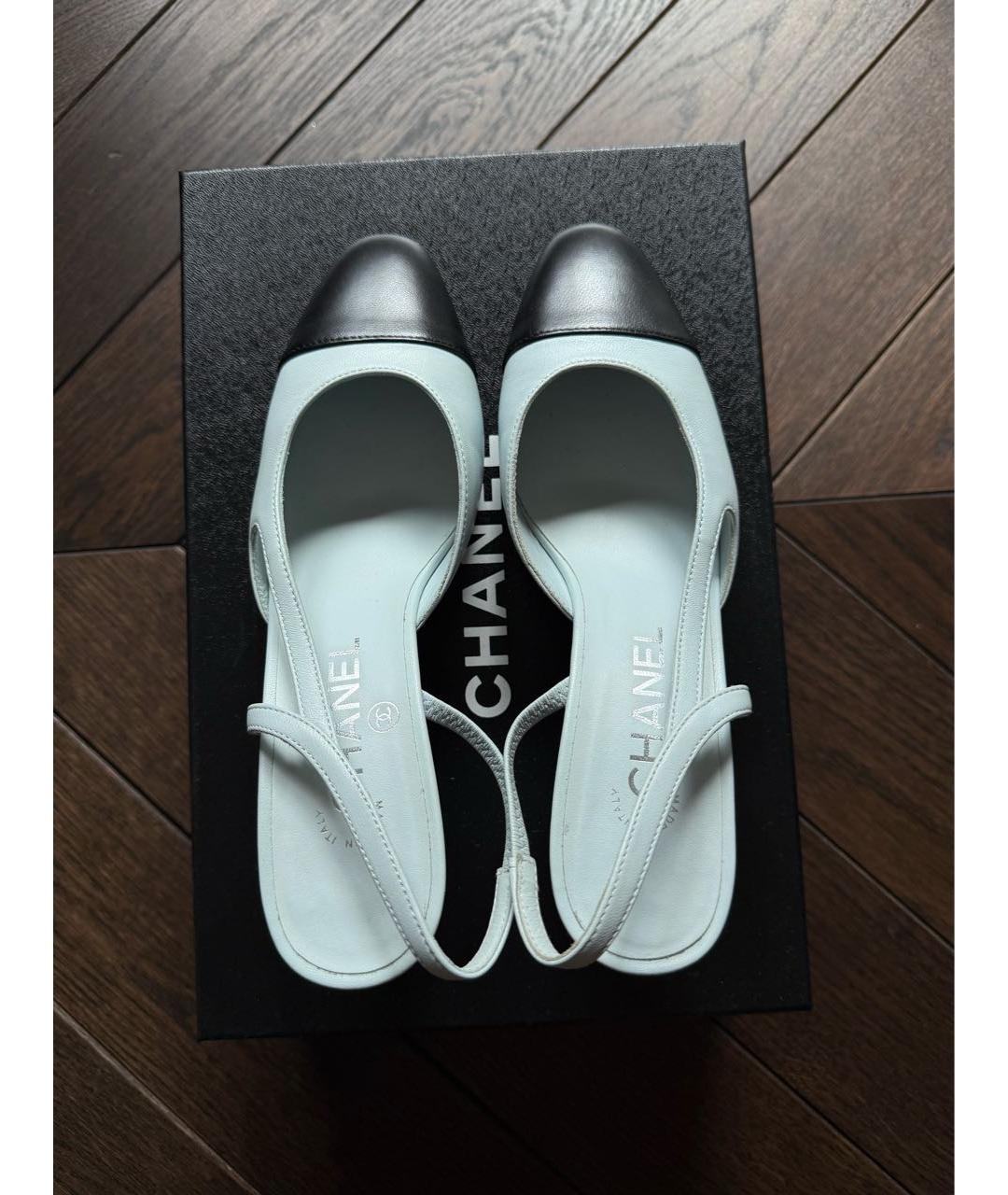 CHANEL Голубые кожаные туфли, фото 7