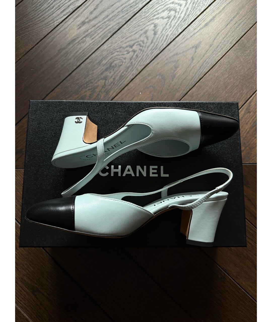 CHANEL Голубые кожаные туфли, фото 6