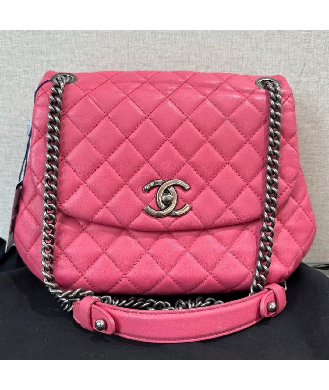 CHANEL Розовая кожаная сумка через плечо, фото 6