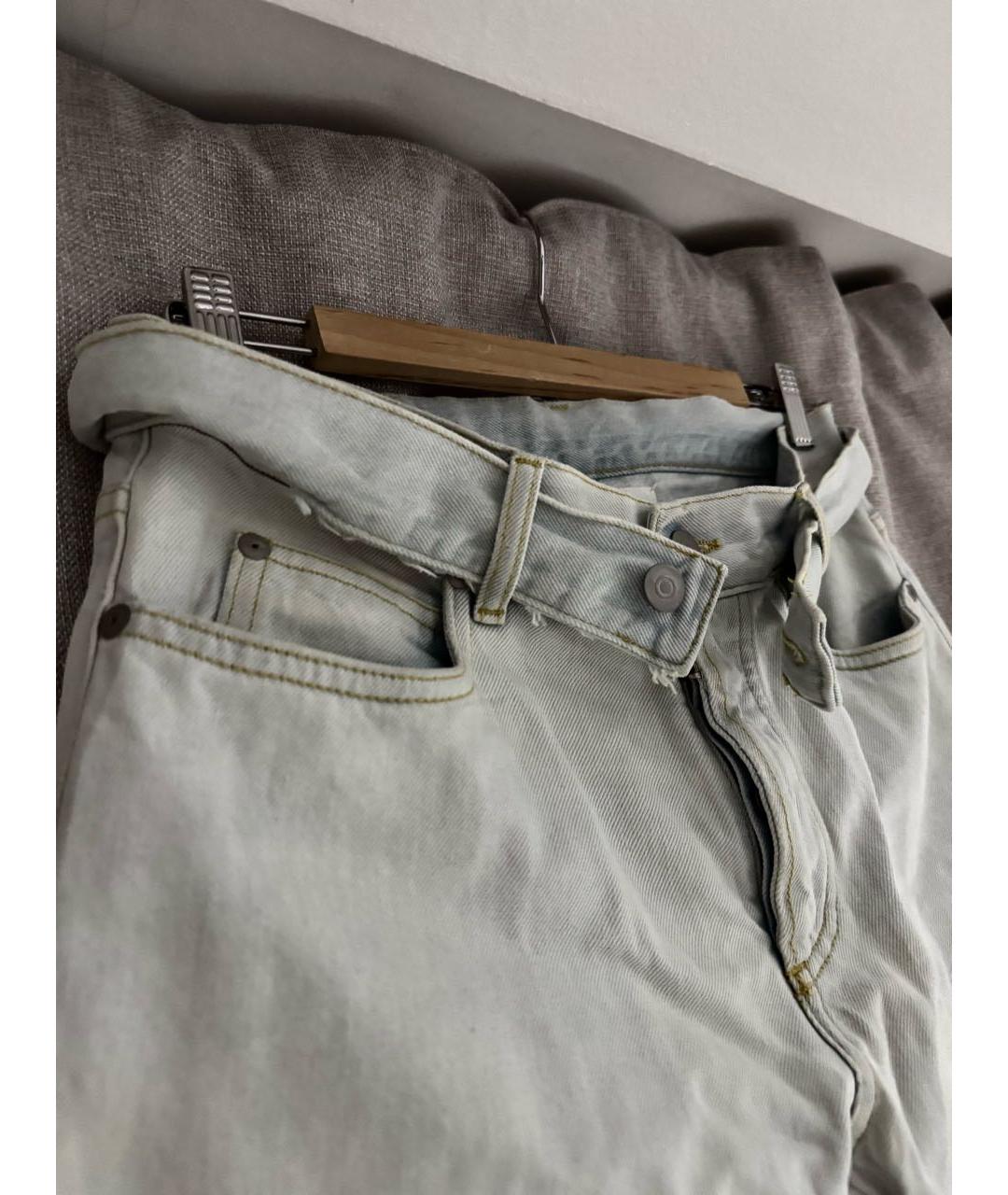 MAISON MARGIELA Голубые хлопковые прямые джинсы, фото 4
