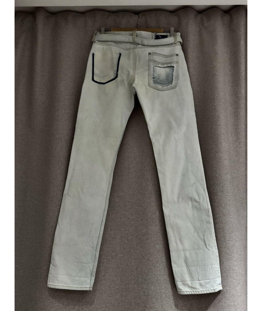 MAISON MARGIELA Голубые хлопковые прямые джинсы, фото 2