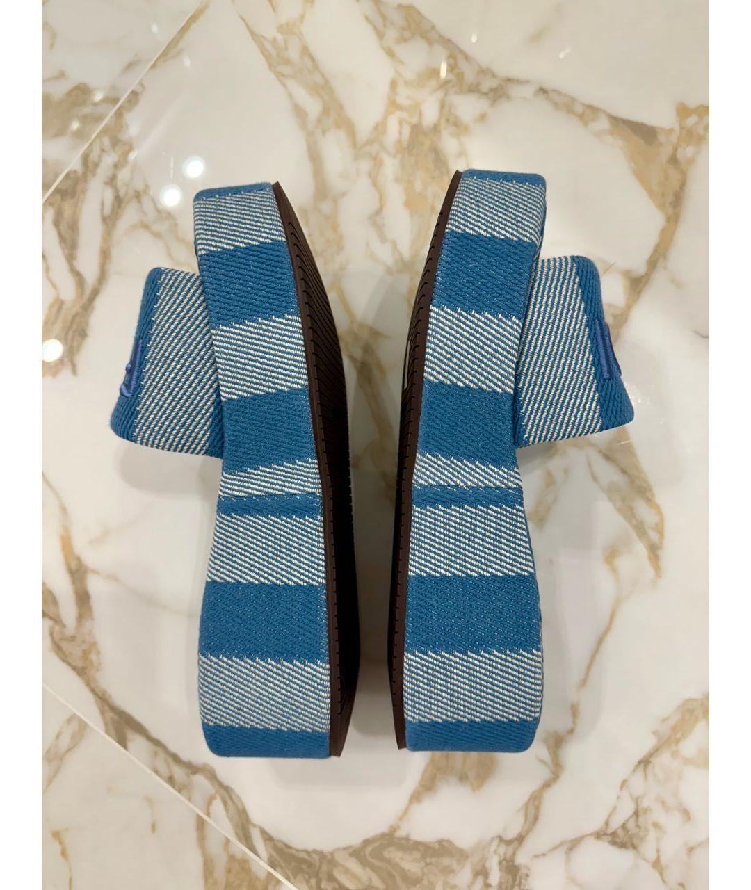 FENDI Голубые текстильные сабо, фото 9