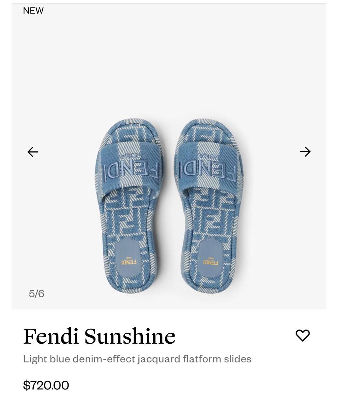 FENDI Голубые текстильные сабо, фото 2