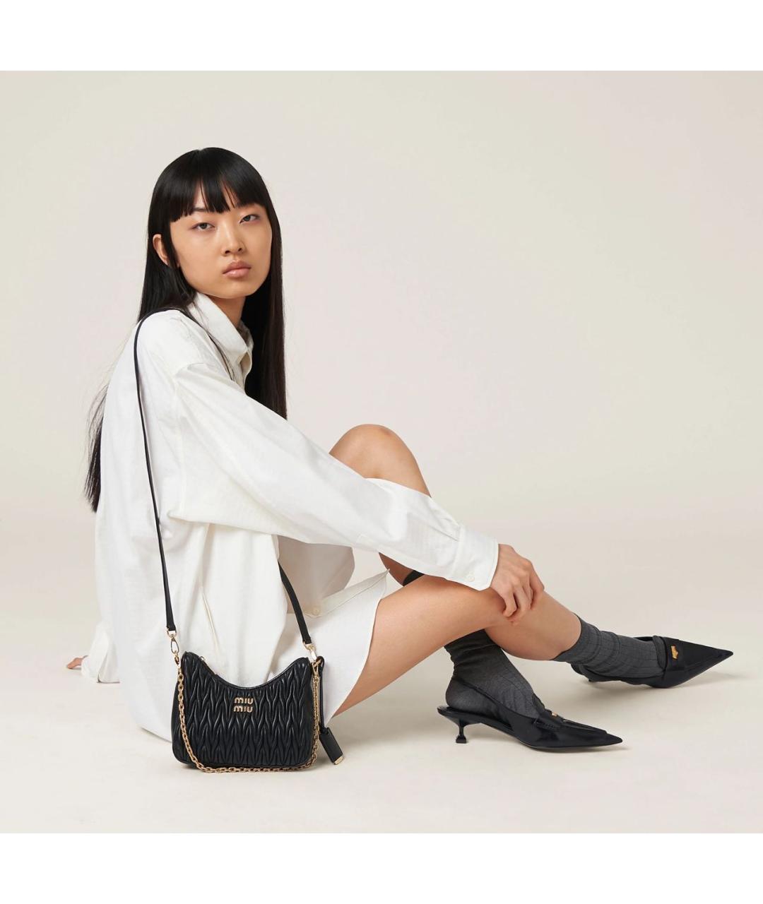 MIU MIU Черная кожаная сумка через плечо, фото 6