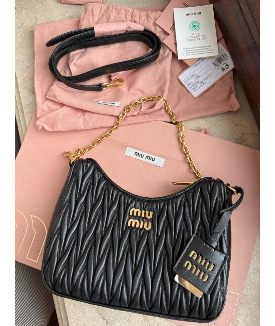 MIU MIU Черная кожаная сумка через плечо, фото 2