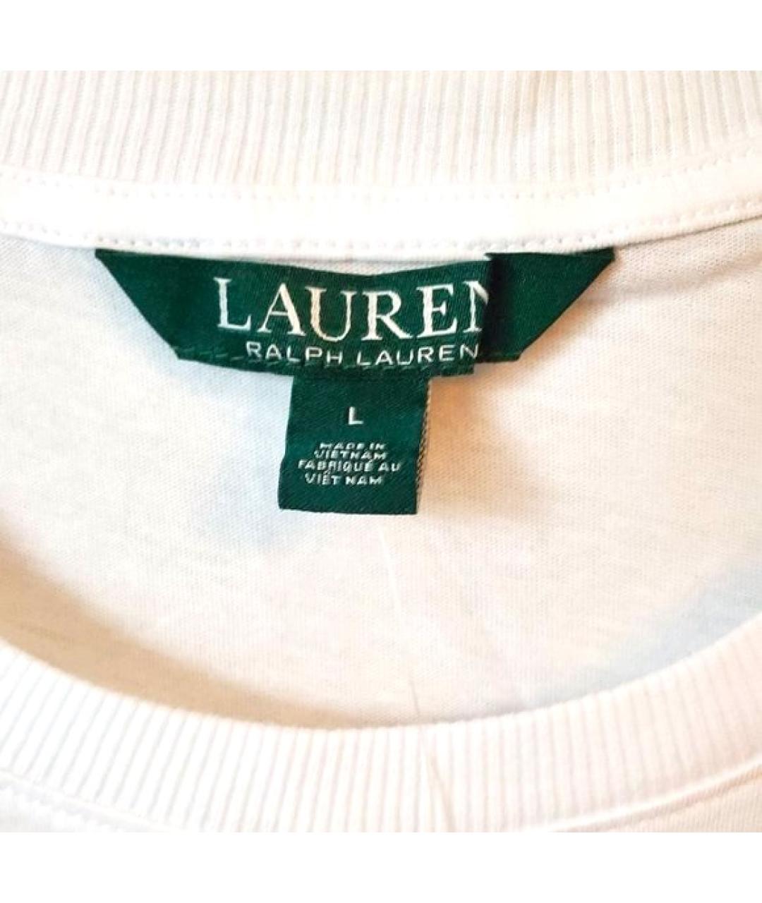 RALPH LAUREN Белая хлопковая футболка, фото 3
