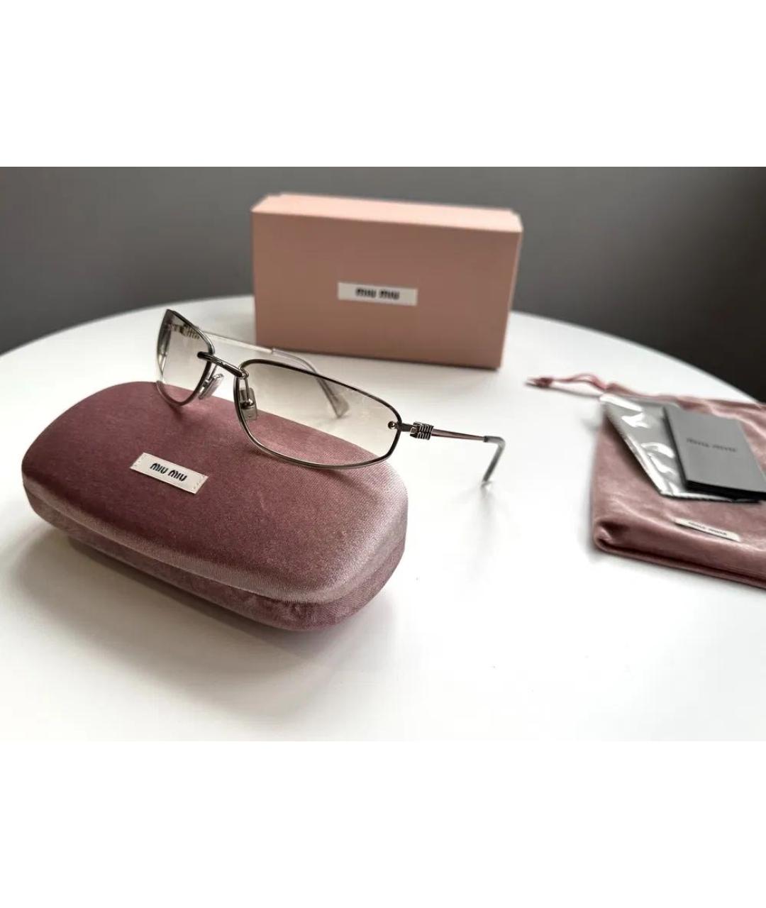 MIU MIU Серебряные металлические солнцезащитные очки, фото 2