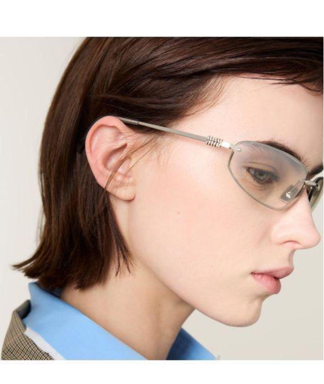 MIU MIU Серебряные металлические солнцезащитные очки, фото 4