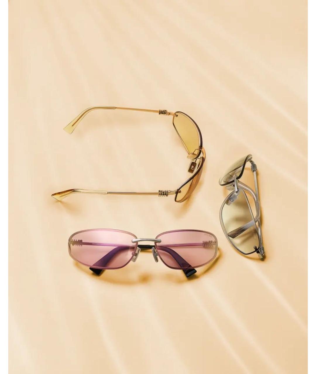 MIU MIU Серебряные металлические солнцезащитные очки, фото 3