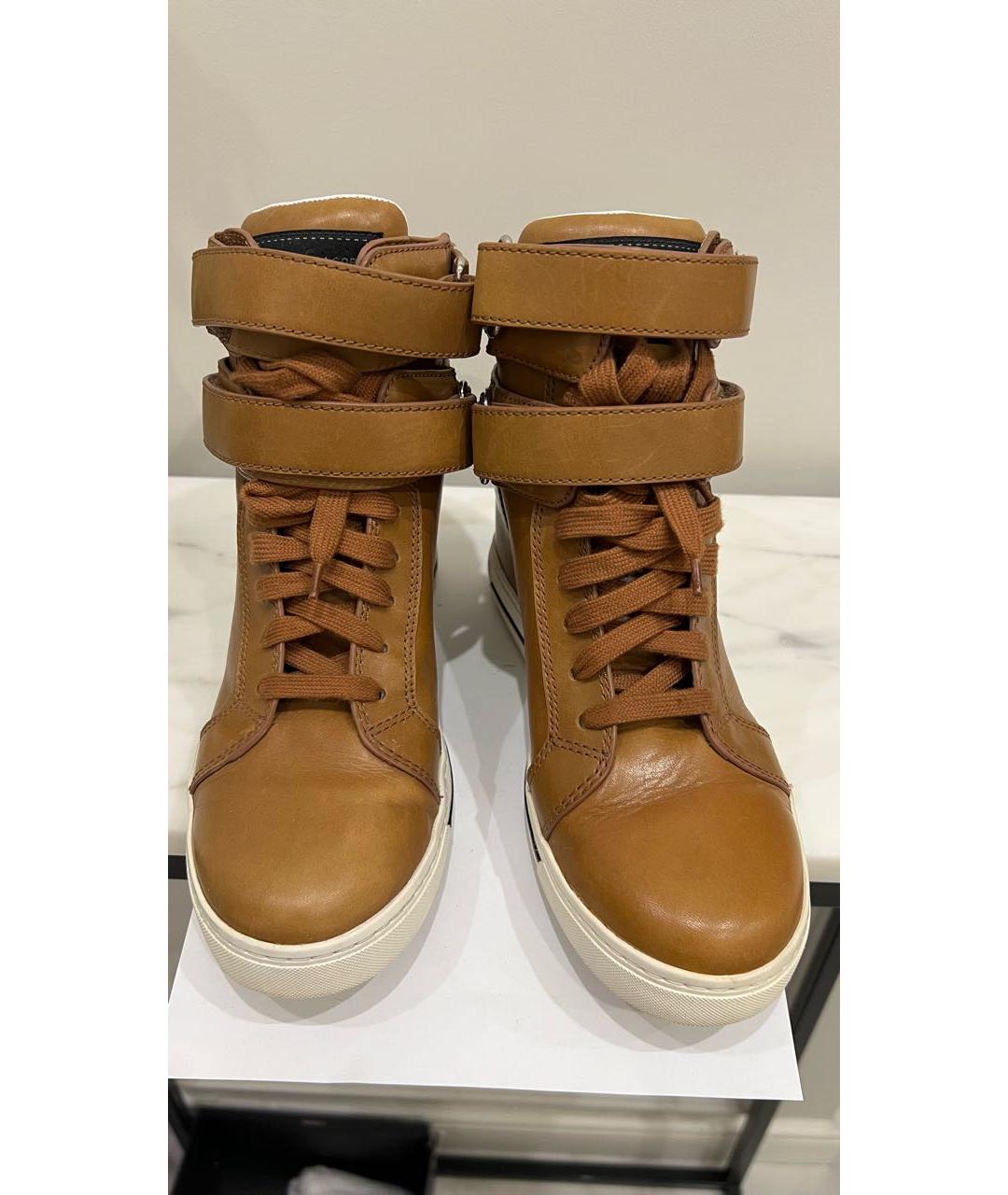 MARC BY MARC JACOBS Коричневые кожаные кроссовки, фото 2