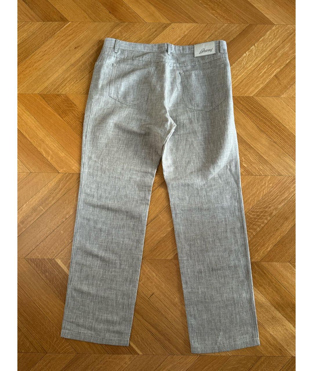 BRIONI Бежевые льняные повседневные брюки, фото 2