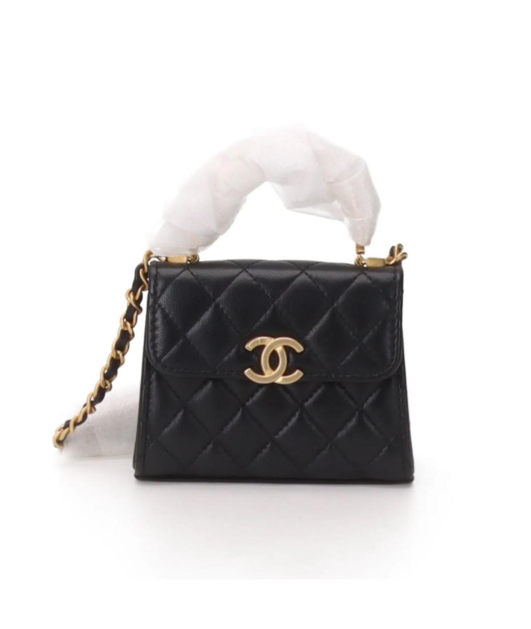 CHANEL Черная кожаная сумка через плечо, фото 8