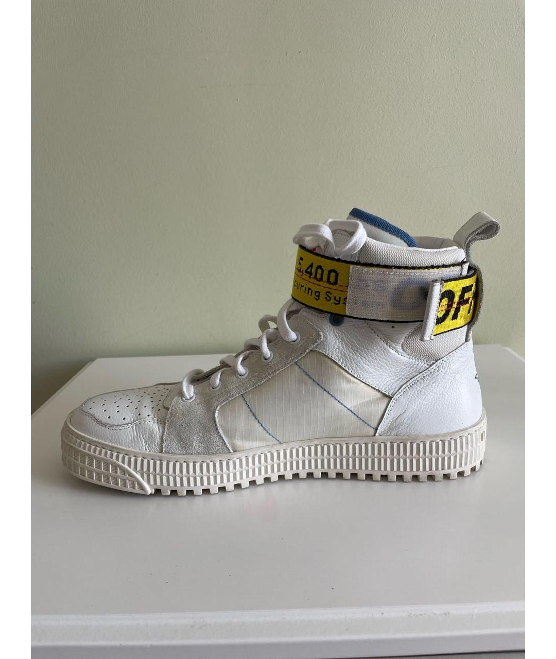 OFF-WHITE Белые кожаные высокие кроссовки / кеды, фото 4