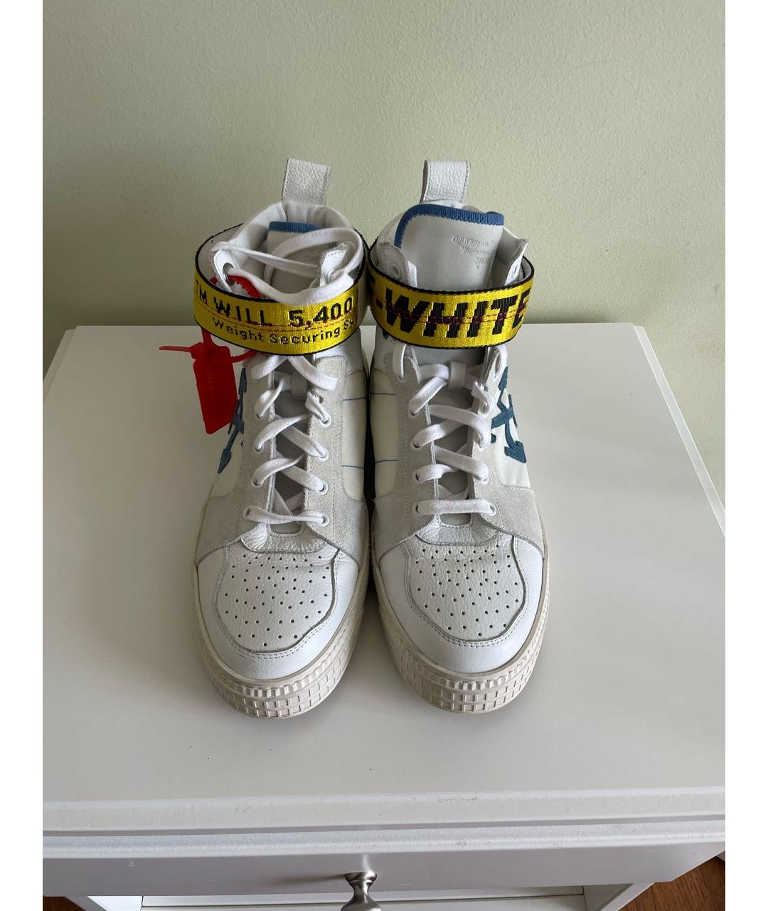 OFF-WHITE Белые кожаные высокие кроссовки / кеды, фото 2